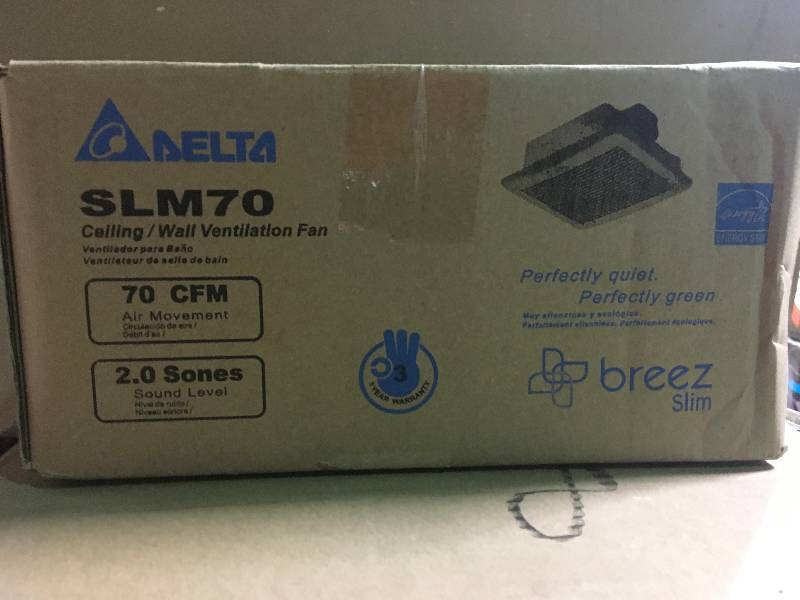 Delta Breez Slim Series 70 CFM Wall or Ceiling Bathroom Exhaust Fan, ENERGY STAR in good condition