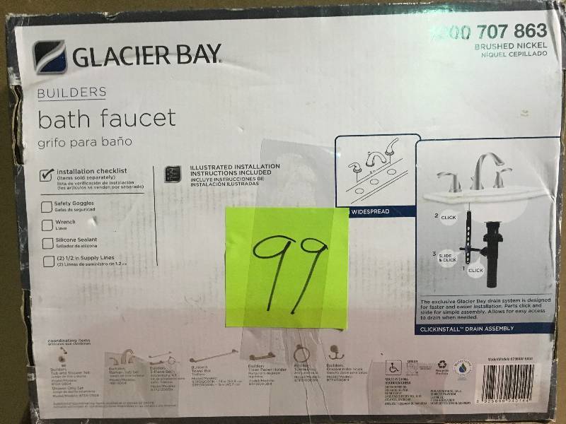 Glacier Bay Builders 8 in. Widespread 2-Handle High-Arc Bathroom Faucet in Brushed Nickel in good condition