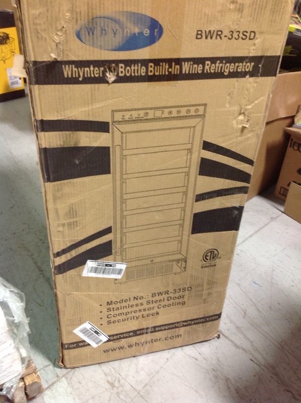 Whynter 33-Bottle Built-In Wine Refrigerator in Stainless Steel not used