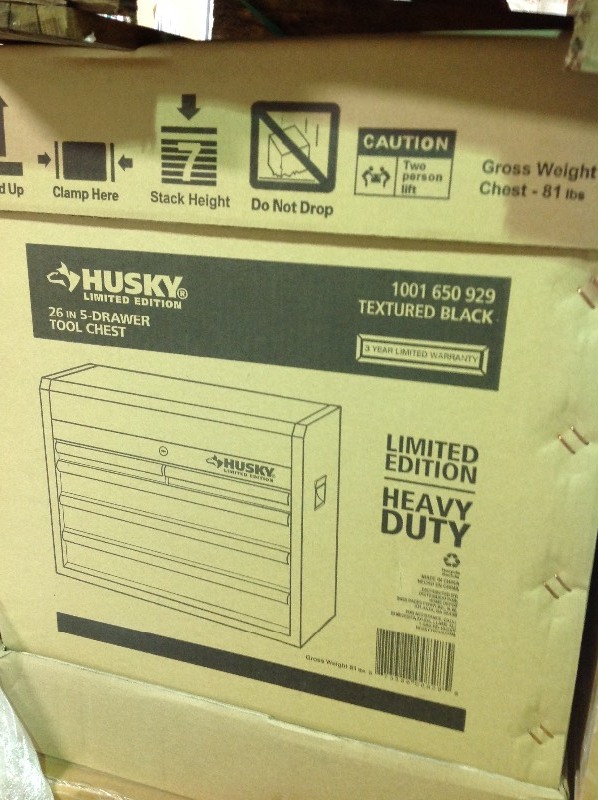 HUSKY 26 In. 5-Drawer Tool Chest, Textured Black Finish not used