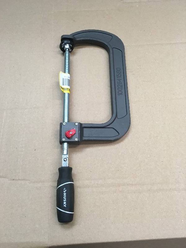 Husky 4 in Quick Adjustable C-Clamp with Rubber Handle 