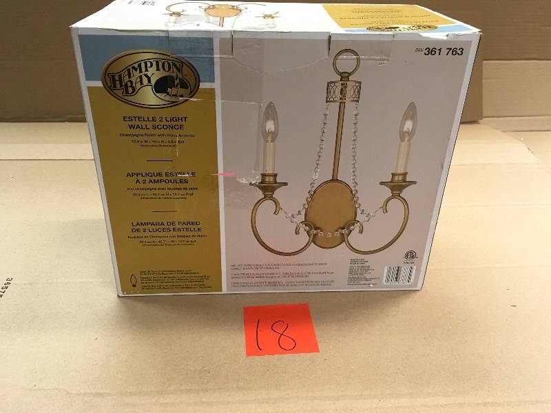 lot 18 image: Hampton Bay Estelle 2-Light Champagne Sconce not used