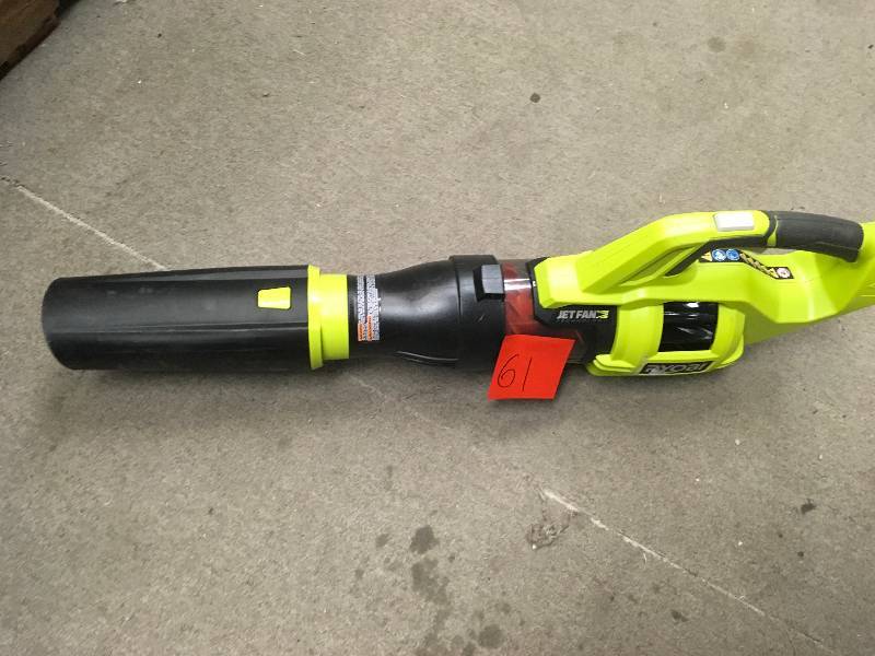 lot 61 image: RYOBI 110 MPH 480 CFM Variable-Speed Turbo 40-Volt Lithium-ion Cordless Jet Fan Leaf Blower - Battery and Charger Not Included in good condition