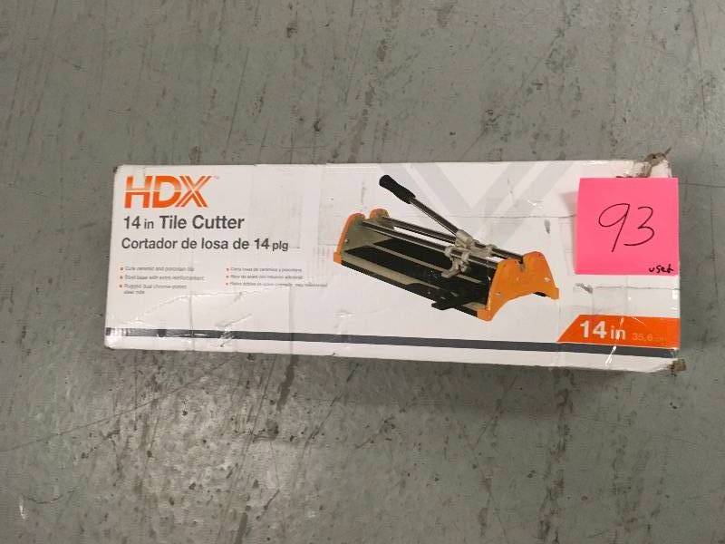 lot 93 image: Hdx 14 in. Rip Ceramic Tile Cutter in good condition