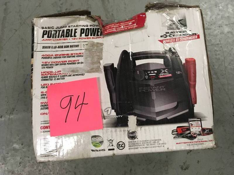 lot 94 image: Schumacher Battery Extender 12-Volt, 400 Amp Battery Jump Starter in good condition