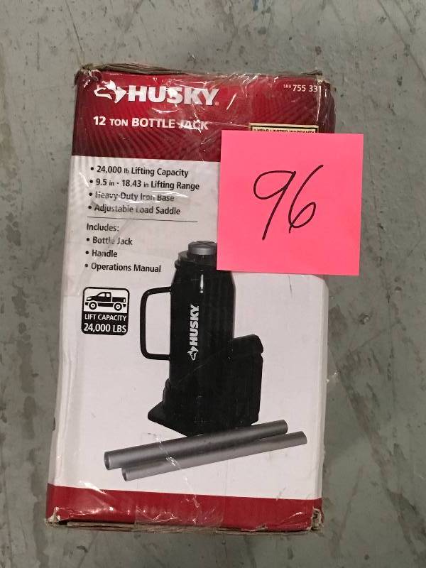 lot 96 image: Husky 12-Ton Bottle Jack in good condition