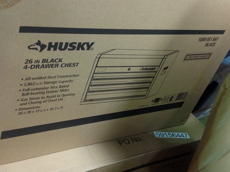 lot 107 image: Husky 26 in. 5-Drawer Top Chest in Textured Black in good conditions