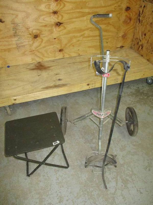 lot 35 image: Foldable Army Stool and Golf Cart