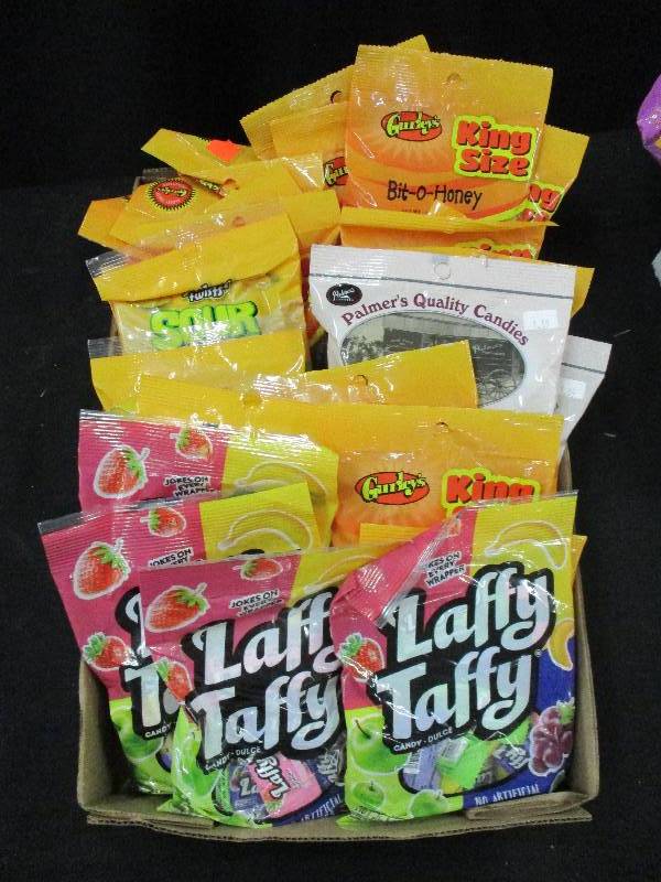 lot 162 image: 28 Nice side bags of Laffy Taffy, sour Bites and lemon Drops