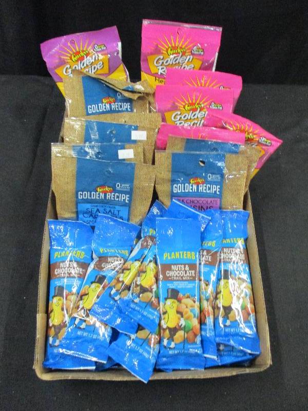 lot 163 image: 34 Bags of Trail Mix, Sea Salt Carmels Double Dipped Chocolate Peanuts