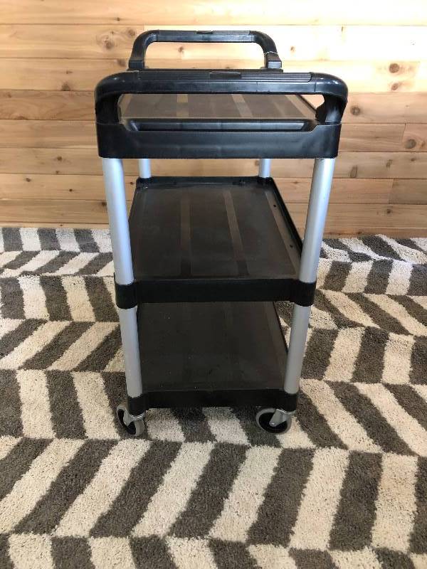 lot 22 image: Rubbermaid Commercial Xtra 3 Shelf Utility Cart - Black