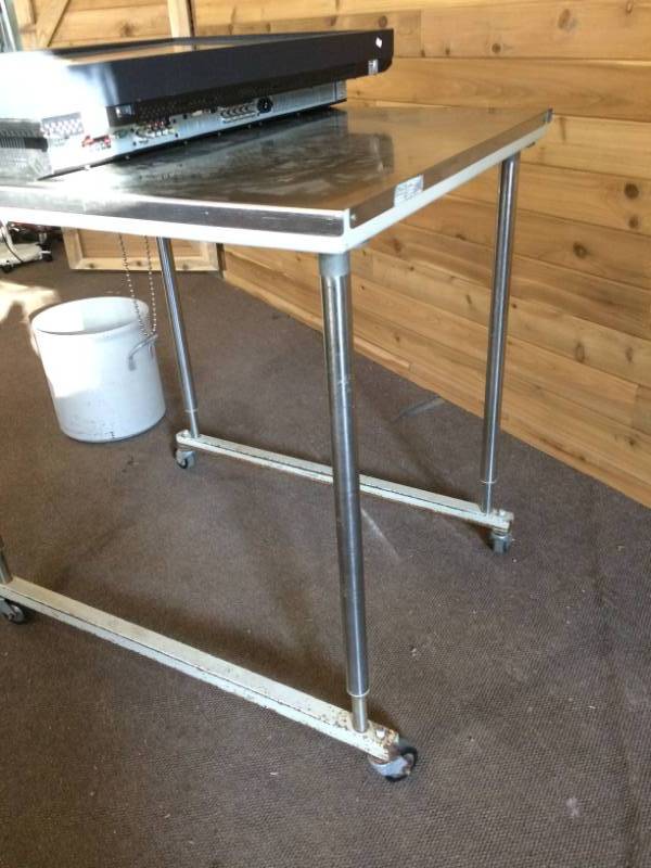 lot 49 image: Extra Large Phelan Stainless Steel Height Adjustible Straddle Instrument Table For General and Cardiac Surgery - Great Working Condition
