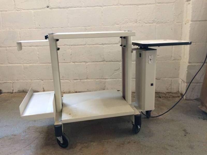 lot 75 image: WOW Fantastic Mobile Cart With Power Height Adjustable Side Shelf - Excellent Working Condition