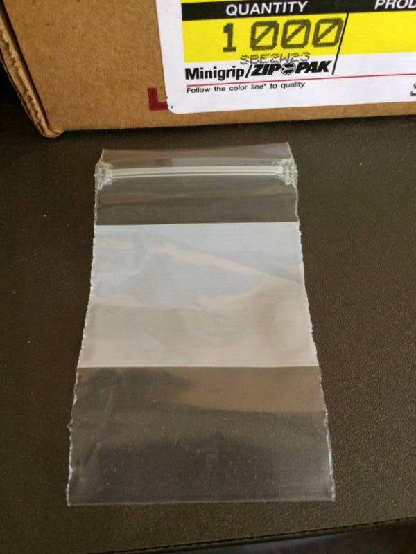 lot 78 image: 2 Boxes New Mini Bags With With Ziplock Seals 1000 Per Box 2x3 White Stripe Reclosable Bags