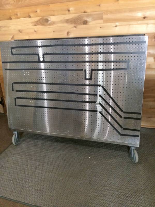 lot 41 image: Oh My  You Know This Is what You Garage Tool Organization Enthusiasts Have Been Waiting For MSRP $1800 Logiquip Medical&nbspLocBoard Rolling Stainless-Steel Tool Instrument Cart  - Double-Sided On Wheels  Great Condition