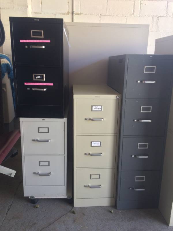 lot 69 image: Lot Of 4 High Quality HON Filing Cabinets - Nice Condition  2 - 2 Drawer, 1-3 Drawer & 1-4 Drawer - Drawer Slides Work Smooth 