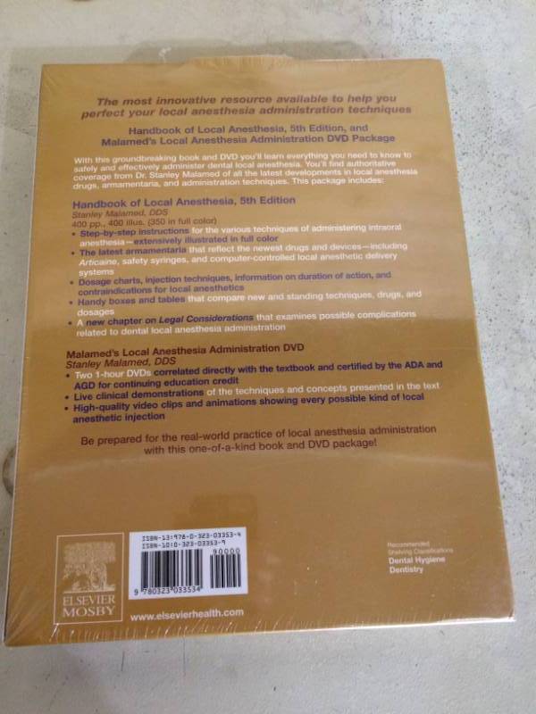 lot 47 image: Handbook of Local Anesthesia Text with Malameds Local Anesthesia Administration DVD Package 5th Edition
