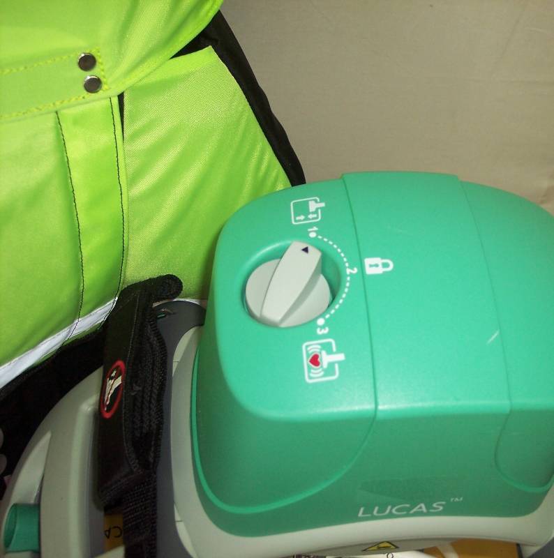 lot 29 image: WOW MSRP $16,000&nbspPhysio Control LUCAS Chest External Cardiac Compression System With Air Hose, Instructions & Backpack Carrier - Excellent Working Condition