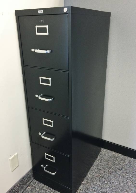 lot 33 image: Lorell Fortress Series 26 12D 4-Drawer Letter-Size Steel Vertical File Cabinet BLACK - EXCELLENT CONDITION