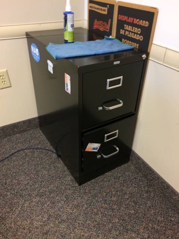 lot 23 image: REALSPACE 2 Drawer BLACK METAL Filing Cabinet - Excellent condition 