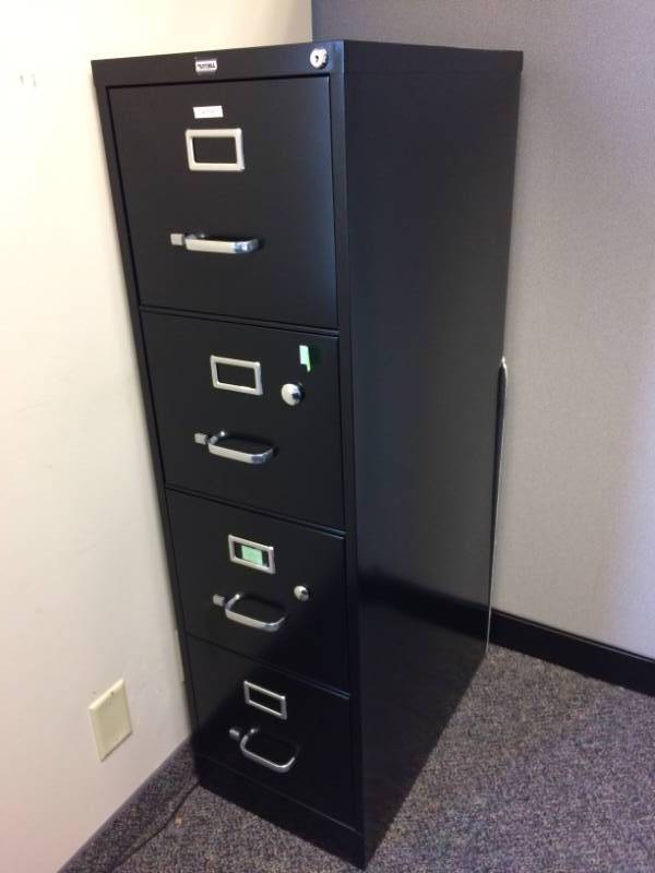 lot 42 image: Lorell Fortress Series 26 12D 4-Drawer Letter-Size Steel Vertical File Cabinet BLACK - EXCELLENT CONDITION