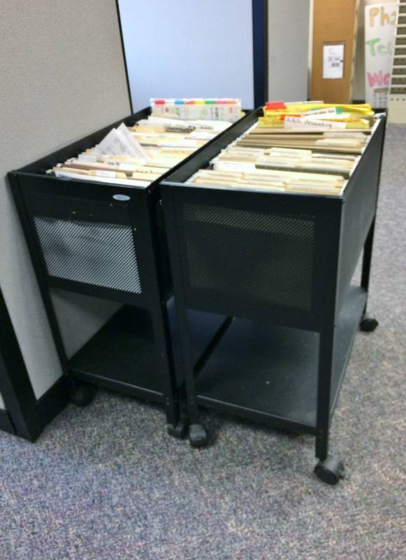 lot 47 image: Two Safco Steel Mesh Tub Open Top Filing Cart - Great Condition  Contents Not Included
