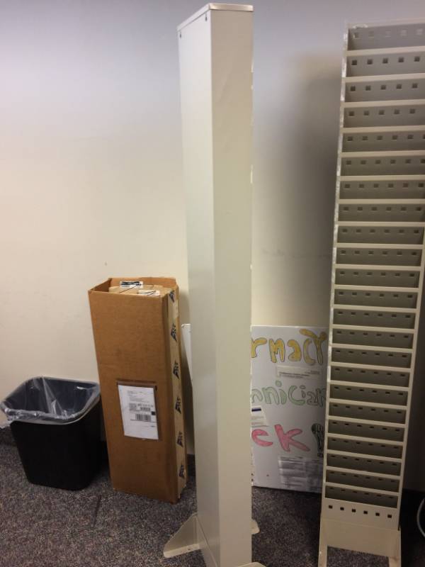 lot 48 image: MSRP $500 TWO SAFCO 23-Pocket Steel SELF SUPPORTING GREY Magazine Rack - GREAT CONDITION