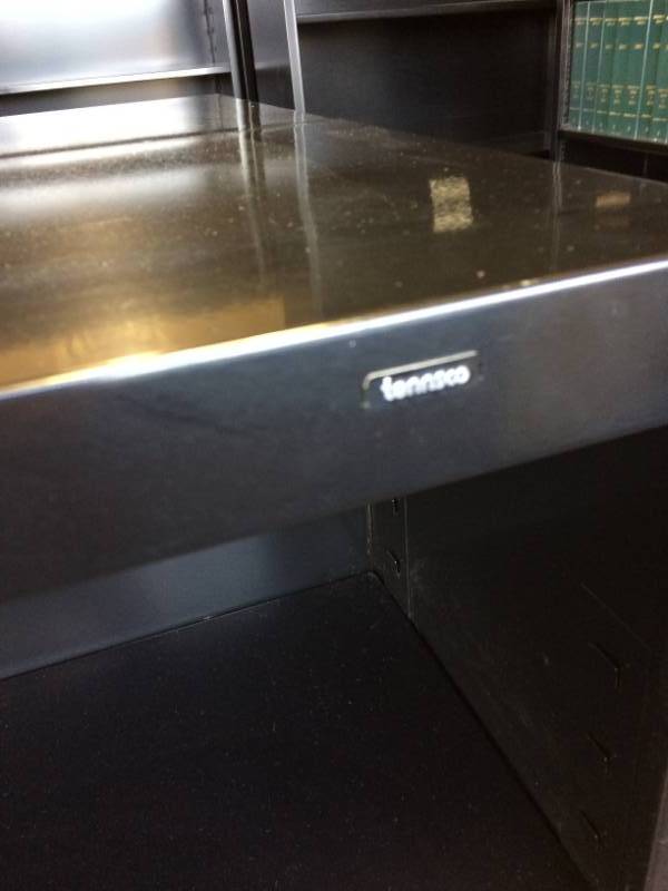 lot 58 image: MSRP $250 EACH HIGH QUALITY HON STEEL BLACK 3 SHELF BOOKCASE - EXCELLENT CONDITION