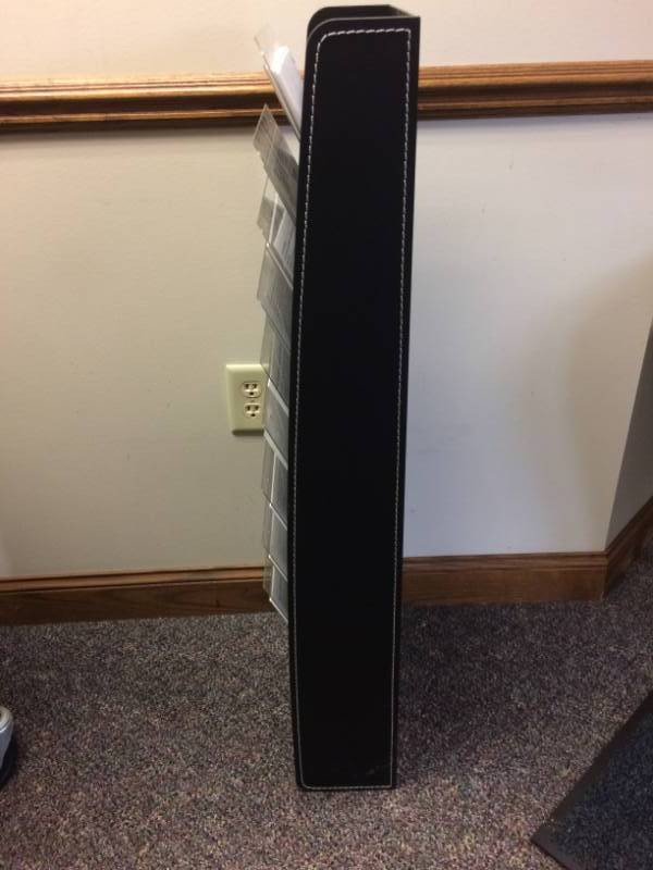 lot 65 image: Safco Leather Wall Mount Magazine Rack - Excellent Condition