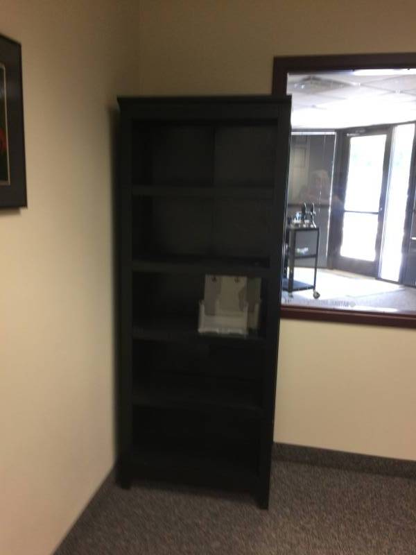 lot 76 image: BEAUTIFUL BLACK WOOD BOOKCASE - EXCELLENT CONDITION  Approx 6 x 28w x 12d