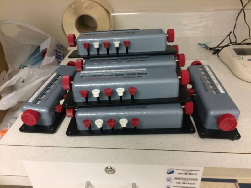 lot 10 image: MSRP EACH $180 LOT OF 9&nbspLW Scientific MICROSCOPE Five Key Manual Differential Cell Counter Designed For Blood Cell Counting - Good Working Condition