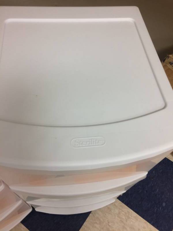 lot 75 image: Two Sterilite 3 Drawer Containers - Contents Not Included
