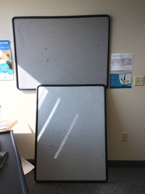 lot 84 image: 2 - 48x36 Quartet Bulletin Boards Grey & Black