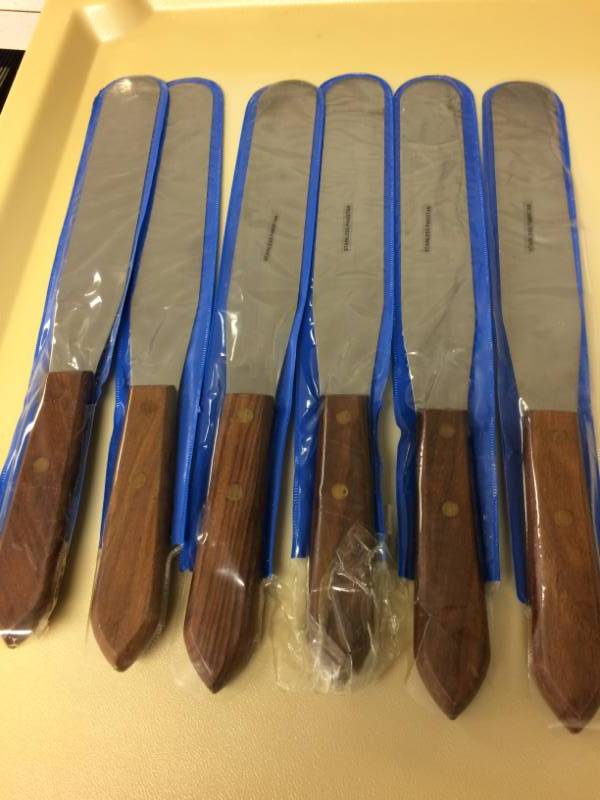 lot 18 image: MSRP $33.00 Each Lot of 6&nbspStainless Steel Spatula, 12 Inch Blade Wood Handle #3429 - Some Appear New