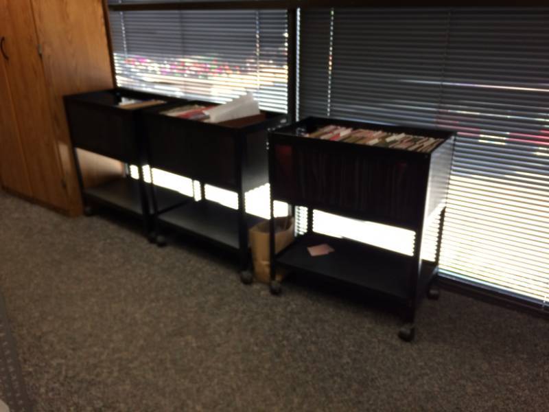 lot 57 image: 3 Safco Steel Mesh Tub Open Top Filing Cart - Great Condition  Contents Not Included