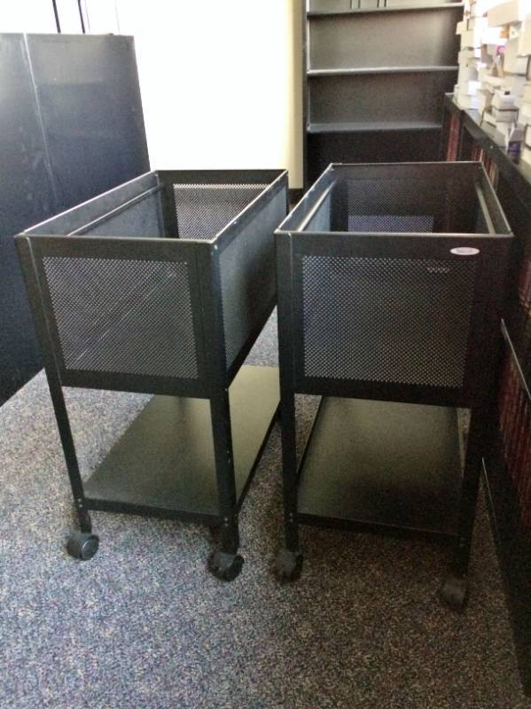 lot 65 image: 2 Safco Steel Mesh Tub Open Top Filing Cart - Great Condition  Contents Not Included