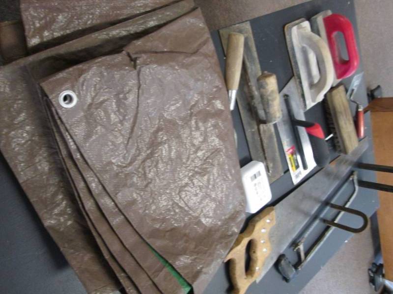 lot 75 image: Lot of hand tools and tarp...