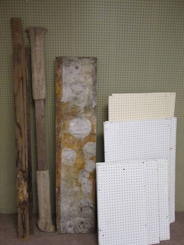 lot 117 image: Lot of pegboard and weathered wood...