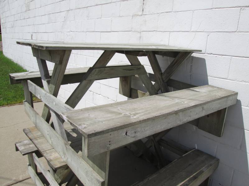 lot 131 image: Picnic table made of treated lumber...