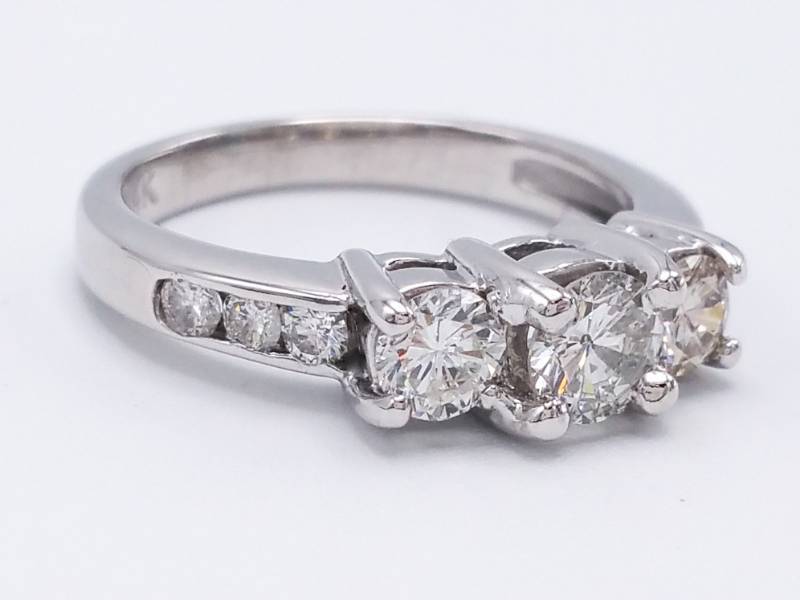 lot 9 image: Ladies Past Present Future 1.18 CT Diamond Estate Ring in 14k White Gold