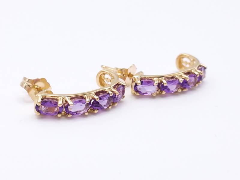 lot 14 image: Rich Amethyst Estate Earrings in 14k Yellow Gold