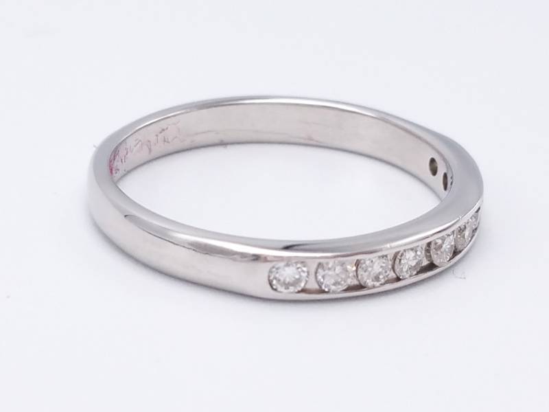lot 22 image: Classic Channel Set Diamond Estate Wedding Band in 14k White Gold