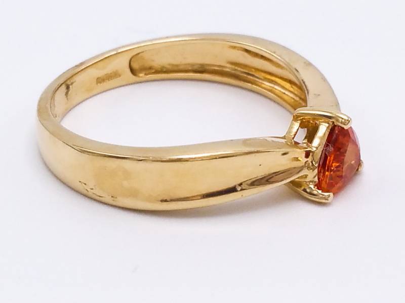 lot 27 image: Rare, Vivid Orange Mandarin Garnet Estate Ring in 14k Gold