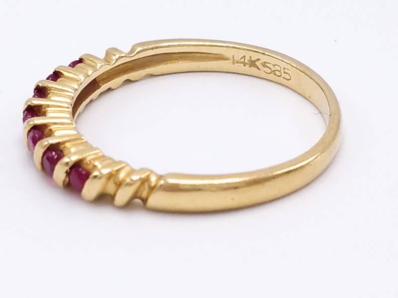 lot 28 image: Vibrant Ruby Estate Band in 14k Yellow Gold
