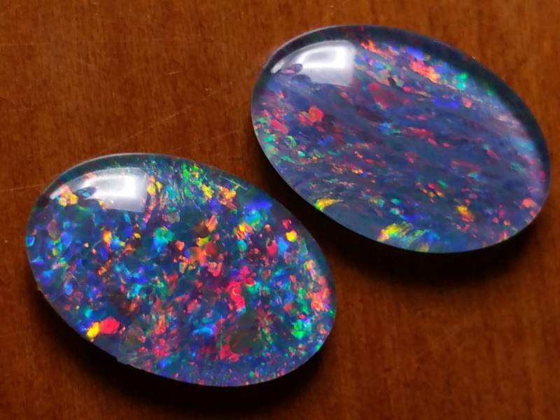 lot 45 image: Natural Australian Black Opal Triplets Loose