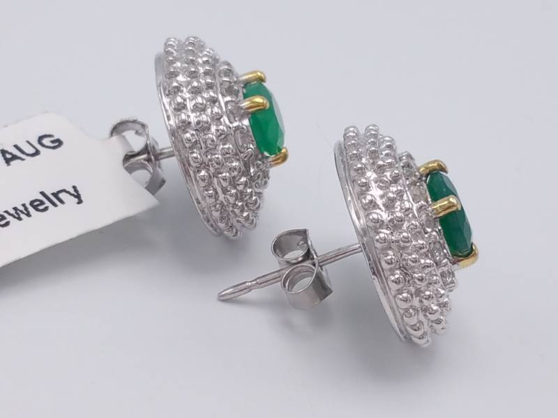 lot 83 image: Emerald Earrings in Sterling Silver - Brand New