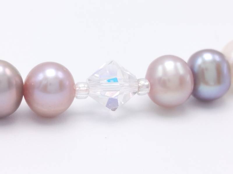 lot 89 image: Multi-Colored Pearl and Crystal Necklace Sterling Silver Clasp