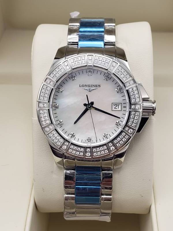 lot 0A image: Brand New Longines Diamond Conquest Quartz 35mm Ladies Watch - $2900