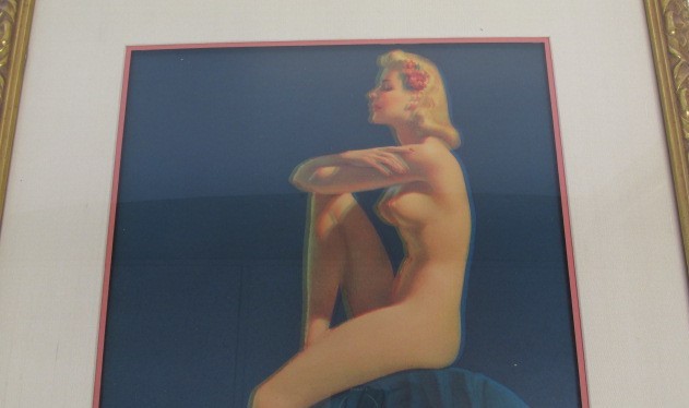 lot 75 image: Large Original 1940s PINUP Framed Print - Lovely To Look At
