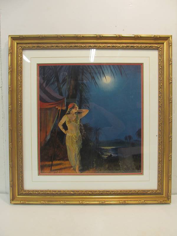 lot 33 image: Vintage Framed Litho Pinup Print